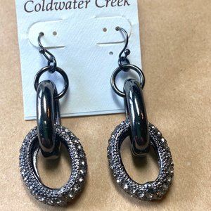 NWT Coldwater Creek Gunmetal Jeweled Links Earring